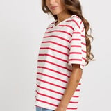 Relax Boxy Tee - Red/White Stripe - BETTY BASICS