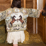 Born To Run Pixie Duster Crop Kimono w/ Wild Horse & Florals