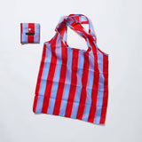 Red Blue Stripe Pocket Shopper