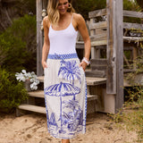 Somara Skirt - Blue Check W Villa Print (pre order)