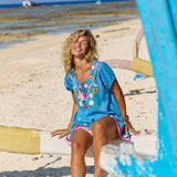 Sao Paulo Top Maui Aari Embroidery Blue (Pre Order)