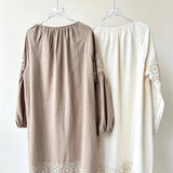 Short embroidered bohemian cotton dress with voluminous sleeves- DURELIA