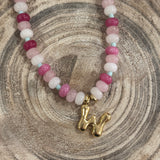 Beaded pink W Necklace