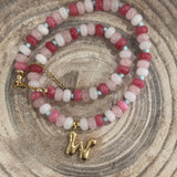 Beaded pink W Necklace