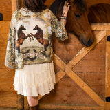 Born To Run Pixie Duster Crop Kimono w/ Wild Horse & Florals