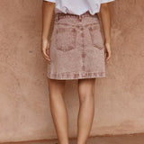 TIPO WAVE DENIM SKIRT by SASS in RUSTY RED