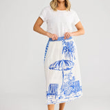 Somara Skirt - Blue Check W Villa Print (pre order)