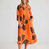 Marin dress by HOLIDAY in Hibiscus breeze linen