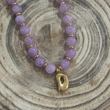 Beaded Purpled D Necklace