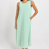 Sabrina Cotton Maxi Dress - Green Stripe