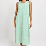 Sabrina Cotton Maxi Dress - Green Stripe