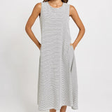Sabrina Cotton Maxi Dress - Navy Stripe