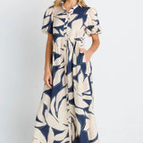 Nova Shirt Dress - Navy Floral Print