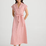Portia Dress - White & Red Stripe