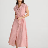 Portia Dress - White & Red Stripe