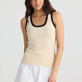 Ollie Contrast Tank – Sand with Black