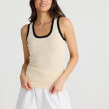 Ollie Contrast Tank – Sand with Black