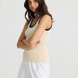 Ollie Contrast Tank – Sand with Black