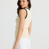 Ollie Contrast Tank – Sand with Black