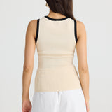 Ollie Contrast Tank – Sand with Black