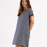 Maxine T-Shirt Dress - Navy Stripe