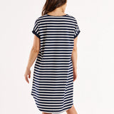 Maxine T-Shirt Dress - Navy Stripe