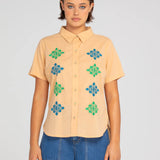 Maia Embroidered Shirt - Natural