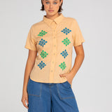 Maia Embroidered Shirt - Natural