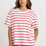 Relax Boxy Tee - Red/White Stripe - BETTY BASICS