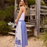 Somara Skirt - Blue Check W Villa Print (pre order)
