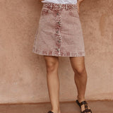 TIPO WAVE DENIM SKIRT by SASS in RUSTY RED