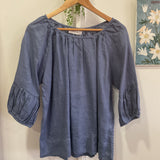 JULIA TOP -by FROCKK in Cornflower blue linen