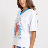 V-neck Boxy Tee - La Dolce Vita Print - BETTY BASICS