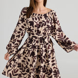 Lakeside Dress – Maui Print | Bohemian Cotton-Linen Midi Dress