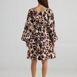 Lakeside Dress – Maui Print | Bohemian Cotton-Linen Midi Dress