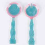 Athena Salad Servers - Blue W Pink
