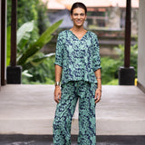 Fleur Blouse Blue Green