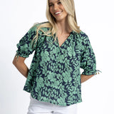 Fleur Blouse Blue Green