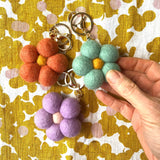 Blue Felt Flower - Keychain