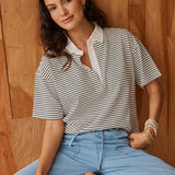 Betty basics - Freddy polo top white/ navy stripe
