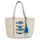 Jute Beaded Bag - Sardinia Blue