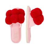 Pom Pom Slippers - Cosy Luxe - Cherry Red