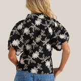 Marlowe Bubble Sleeve Blouse - Black/Cream Floral