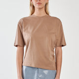Camie Gathered Seam Tee - Mushroom