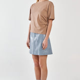 Camie Gathered Seam Tee - Mushroom