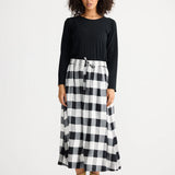 NADIA SKIRT - BLACK W WHITE CHECK