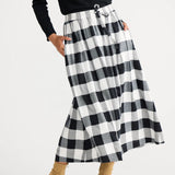 NADIA SKIRT - BLACK W WHITE CHECK