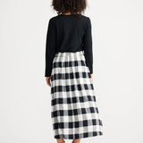 NADIA SKIRT - BLACK W WHITE CHECK