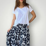 Lola skirt - big navy flower linen