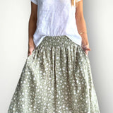 Lola skirt - sage floral linen